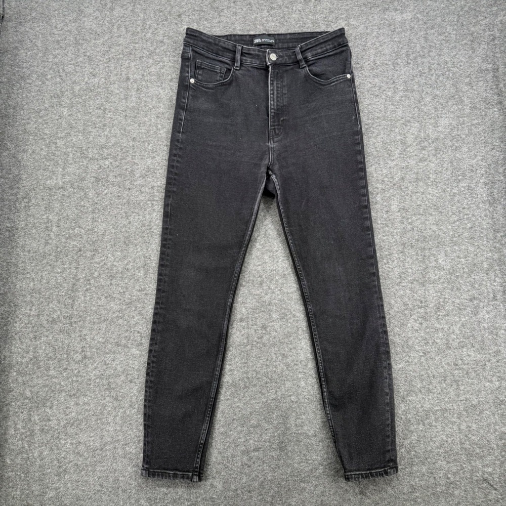 Zara Womens High Rise Skinny Jeans Faded Black Size 10 Join Life Denim Crop y2k